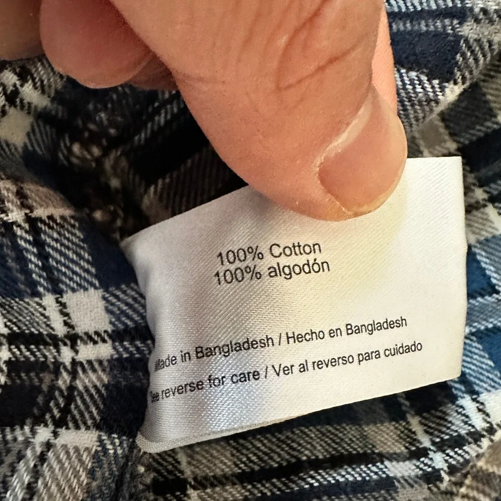 Woolrich‎ Flannel Men's 2XL XXL Blue Plaid Checkered Long Sleeve Button Up Shirt - Picture 13 of 14